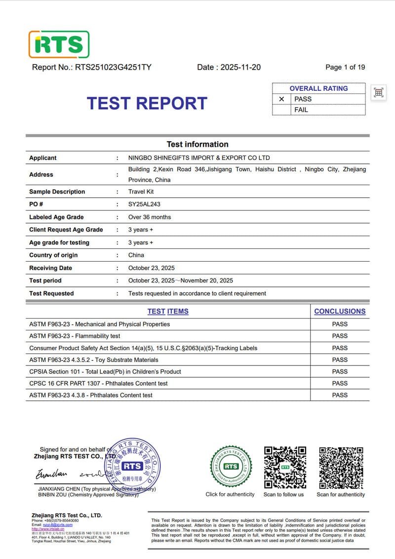 ASTM F963 toy safety test report