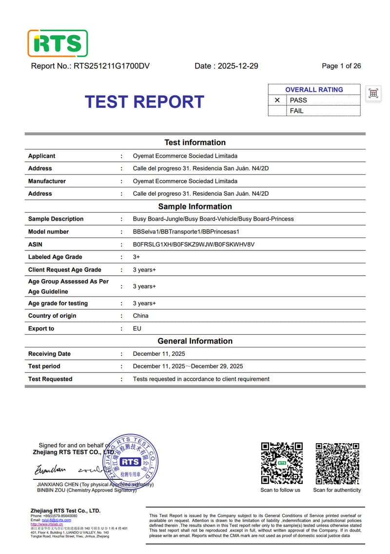 EN71 toy safety test report