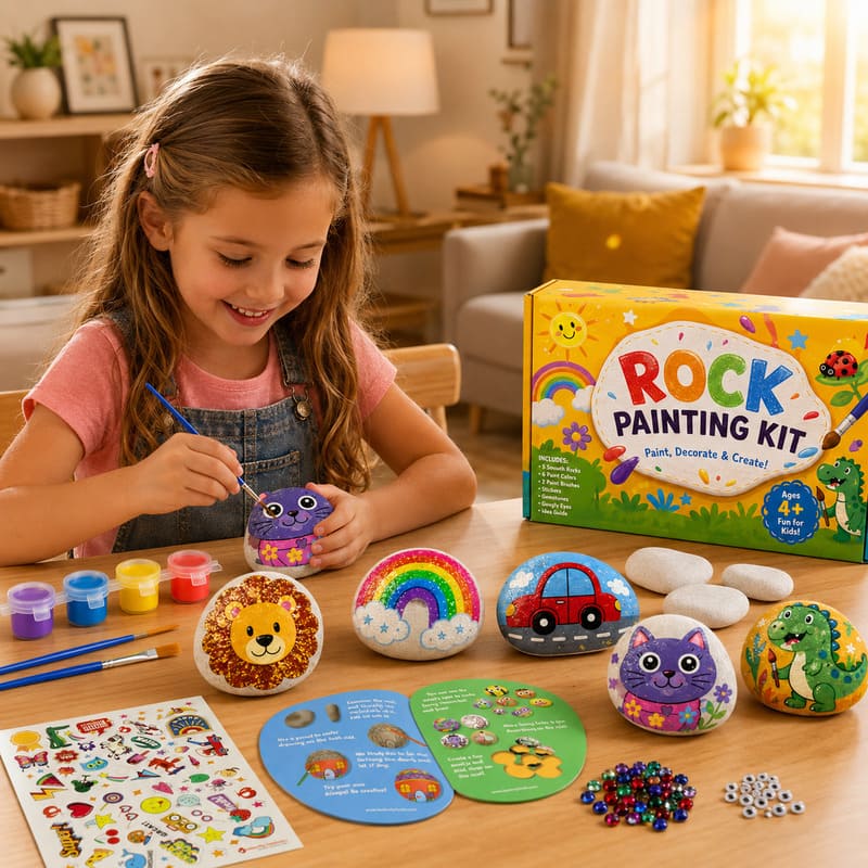 Animal character rock painting kit for kids – wholesale oem/odm kids craft set stitching detail