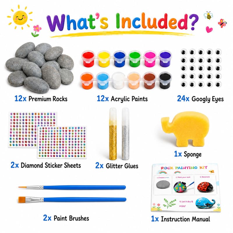 Animal rock painting kit for kids – wholesale oem/odm kids craft set front side back view
