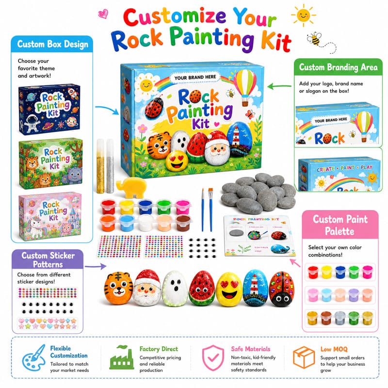 Animal rock painting kit for kids – wholesale oem/odm kids craft set size reference