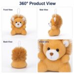Assorted animal plush keychain set front side back view