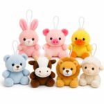 Assorted animal plush keychain set front view