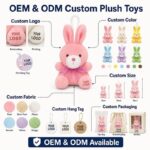 Assorted animal plush keychain set embroidered detail