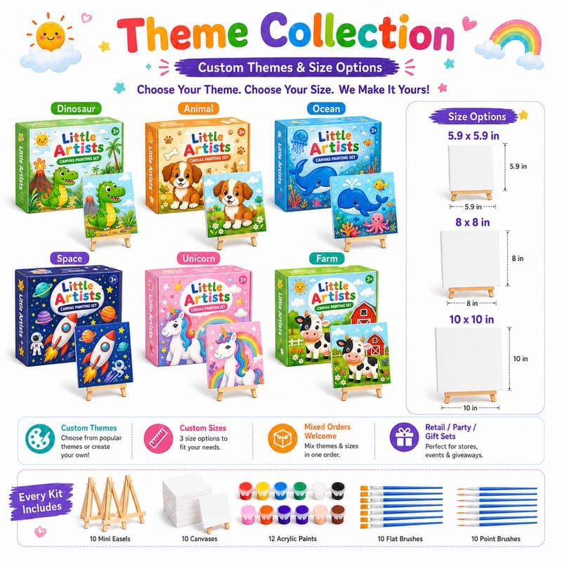Assorted canvas painting kit for kids stitching detail