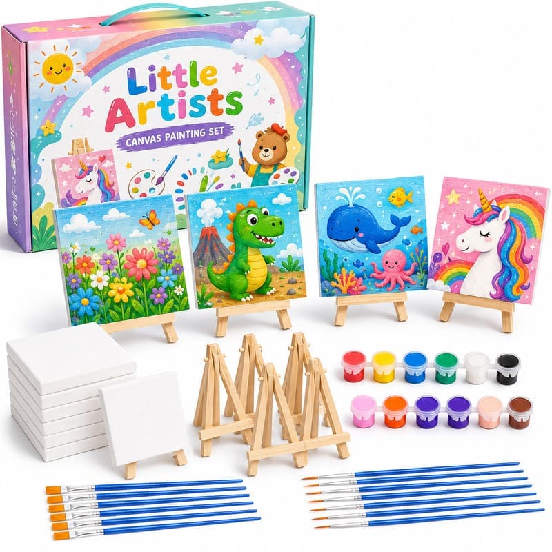 Assorted canvas painting kit for kids front view