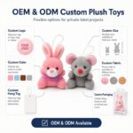 Mini animal plush keychain set embroidered detail