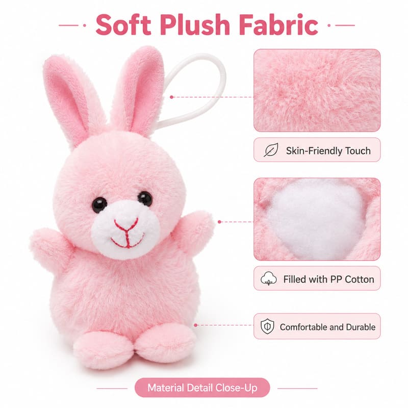Mini animal plush keychain set size reference