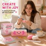 Axolotl pencil pouch crochet kit for beginners stitching detail