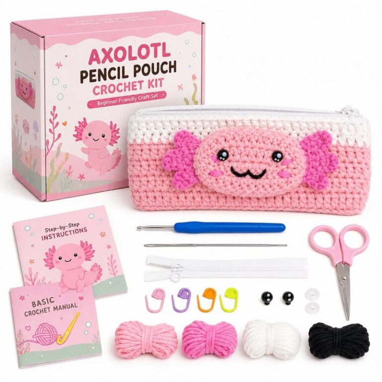 Axolotl Pencil Pouch Crochet Kit for Beginners for Wholesale OEM/ODM Yarn Craft Programs