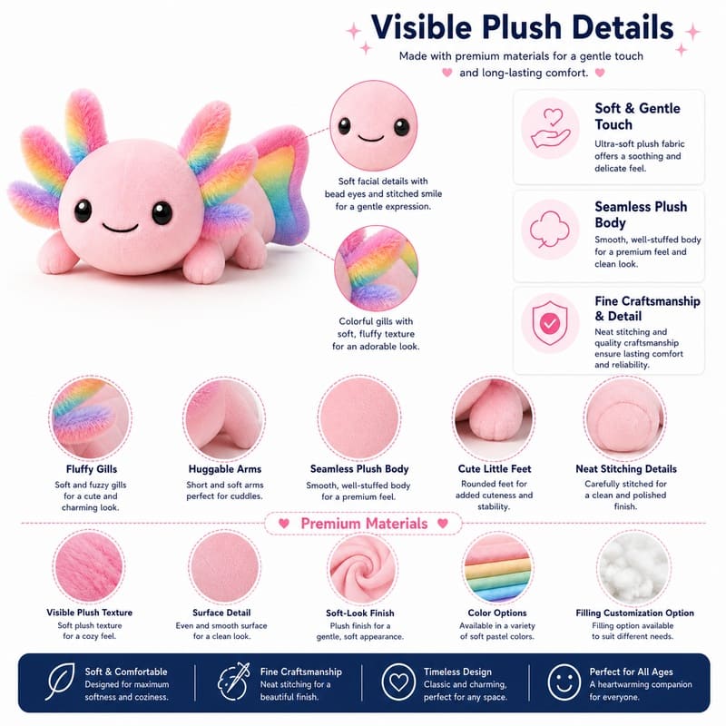 Axolotl plush toy size reference