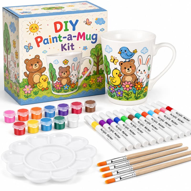 Bear ceramic mug painting kit front view