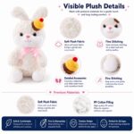 Birthday cake hat bunny plush toy for custom retail and oem plush collections size reference