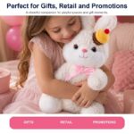 Birthday cake hat bunny plush toy for custom retail and oem plush collections stitching detail