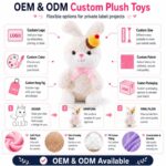 Birthday cake hat bunny plush toy for custom retail and oem plush collections embroidered detail