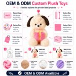 Birthday dog plush toy for custom retail and oem plush collections embroidered detail