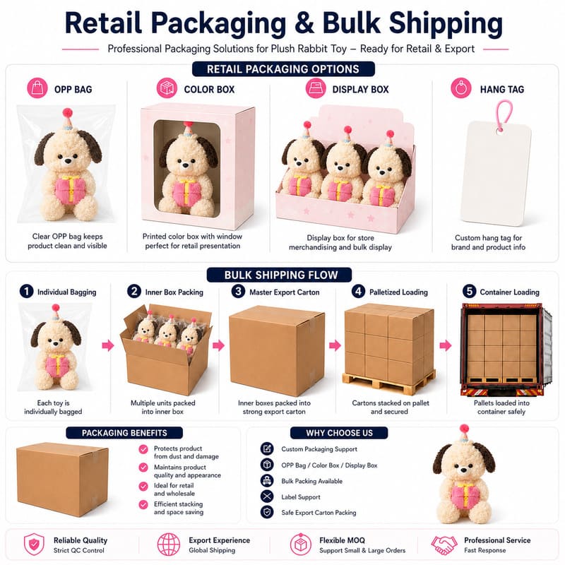 Birthday dog plush toy for custom retail and oem plush collections design detail