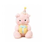 Birthday pig plush toy for custom retail and oem plush collections front view