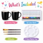 Black ceramic mug painting kit front side back view