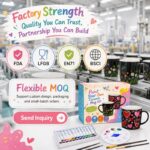 Black ceramic mug painting kit design detail
