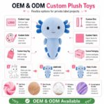 Blue axolotl plush toy design detail