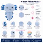 Blue axolotl plush toy size reference
