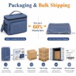 Blue crochet kit with yarn storage bag design detail
