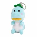 Blue dinosaur plush keychain front view