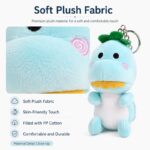 Blue dinosaur plush keychain size reference