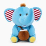 Blue elephant plush toy front view