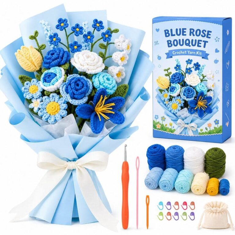 Blue Rose Crochet Bouquet Kit for Beginners for Wholesale OEM/ODM Yarn Craft Programs
