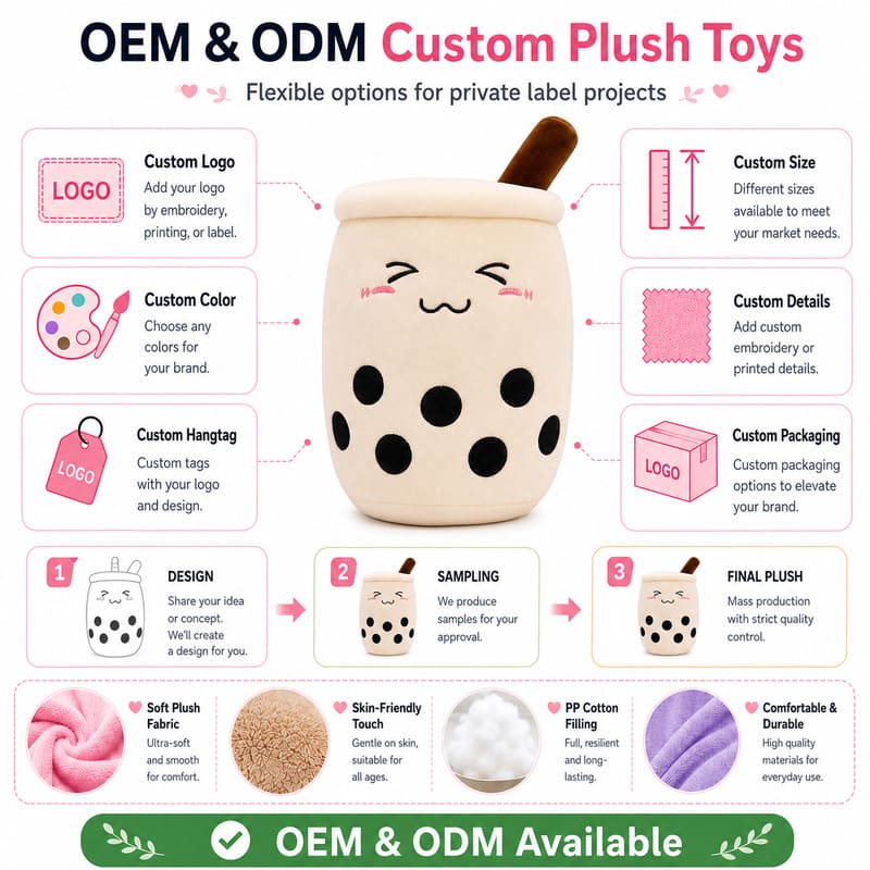 Boba tea plush toy design detail