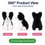 Border collie plush dog front side back view