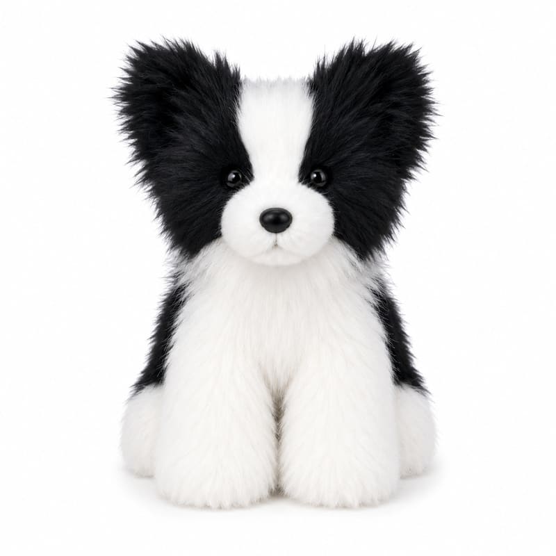 Border collie plush dog front view
