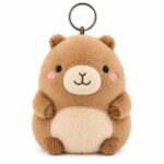 Brown bear plush keychain front view