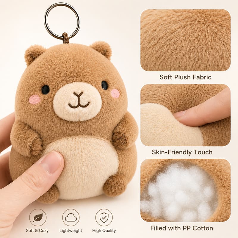 Brown bear plush keychain size reference