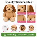 Brown puppy plush toy embroidered detail