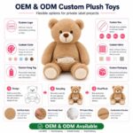 Brown teddy bear plush toy design detail