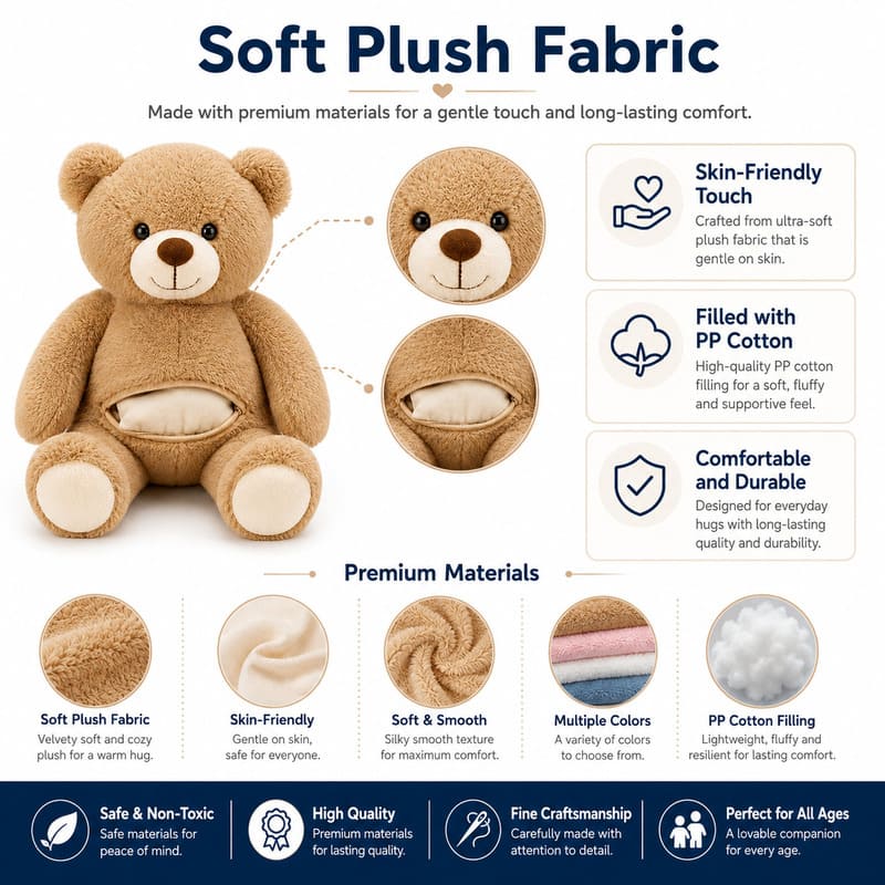Brown teddy bear plush toy size reference