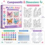 Butterfly paint by numbers kit for kids front side back view