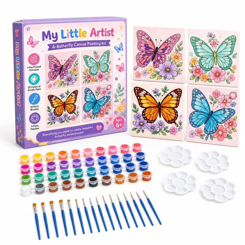 Butterfly paint by numbers kit for kids front view