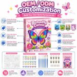 Butterfly pre-printed canvas painting kit for kids embroidered detail