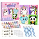 Cartoon animal pre-printed canvas painting kit for kids front view