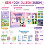 Cartoon animal pre-printed canvas painting kit for kids embroidered detail