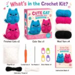 Cat amigurumi crochet kit for beginners front side back view