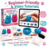 Cat amigurumi crochet kit for beginners size reference