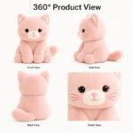 Cat plush toy front side back view