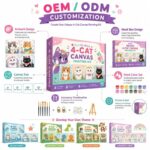 Cat pre-printed canvas painting kit for kids embroidered detail