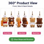 Chef bear plush hanging ornament set front side back view
