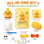 Chick amigurumi crochet kit for beginners front side back view